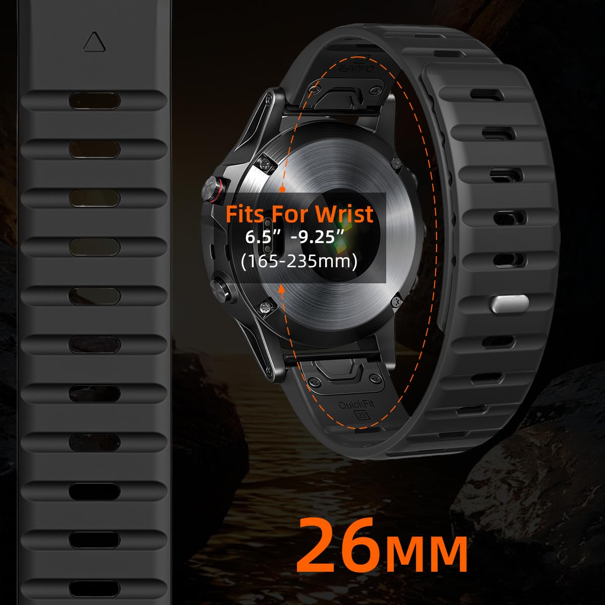 Strong Magnetic Sport Bands Compatible for Garmin Fenix 7X / Fenix 6X / Fenix 5X/Enduro 2, Quick Fit 26mm Adjustable Silicone Wrist Strap with Stainless Steel Clasp for Tactix 7 Pro, epix Pro 51mm