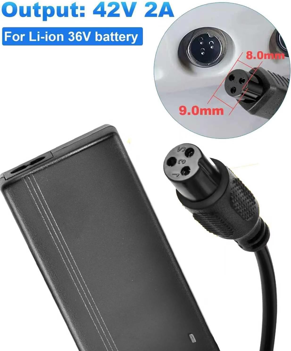 42V Charger - 2A Electric Scooter Power Adapter for Jetson, Hover-1, Swagtron, Razor