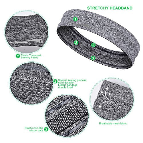 Super Absorbent Sweatbands for Fitness - 2-Pack Black & Grey