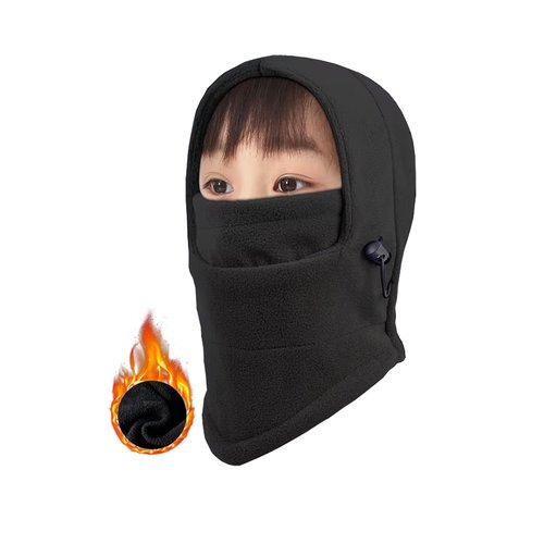 Vanolu Kids Balaclava Ski Mask Winter Fleece Hat for Boys Girls, Toddler Baby Winter Caps Baklava Face Masks Youth Warm Hood Black