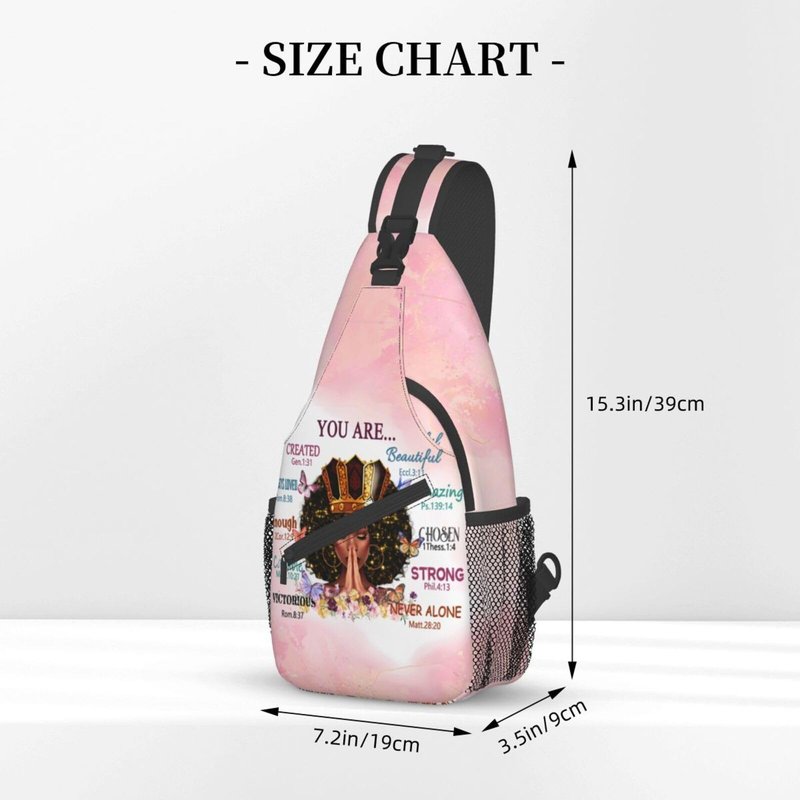 yngviud sling bag for women Sling Backpack Travel Hiking Daypack for Women Men Shoulder Bag for Casual Sport Climbing Runners African American Afro Woman (Glasses case included