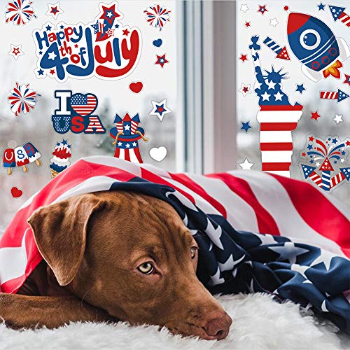 Patriotic 4th of July Window Clings - 100 Pcs PVC Decals