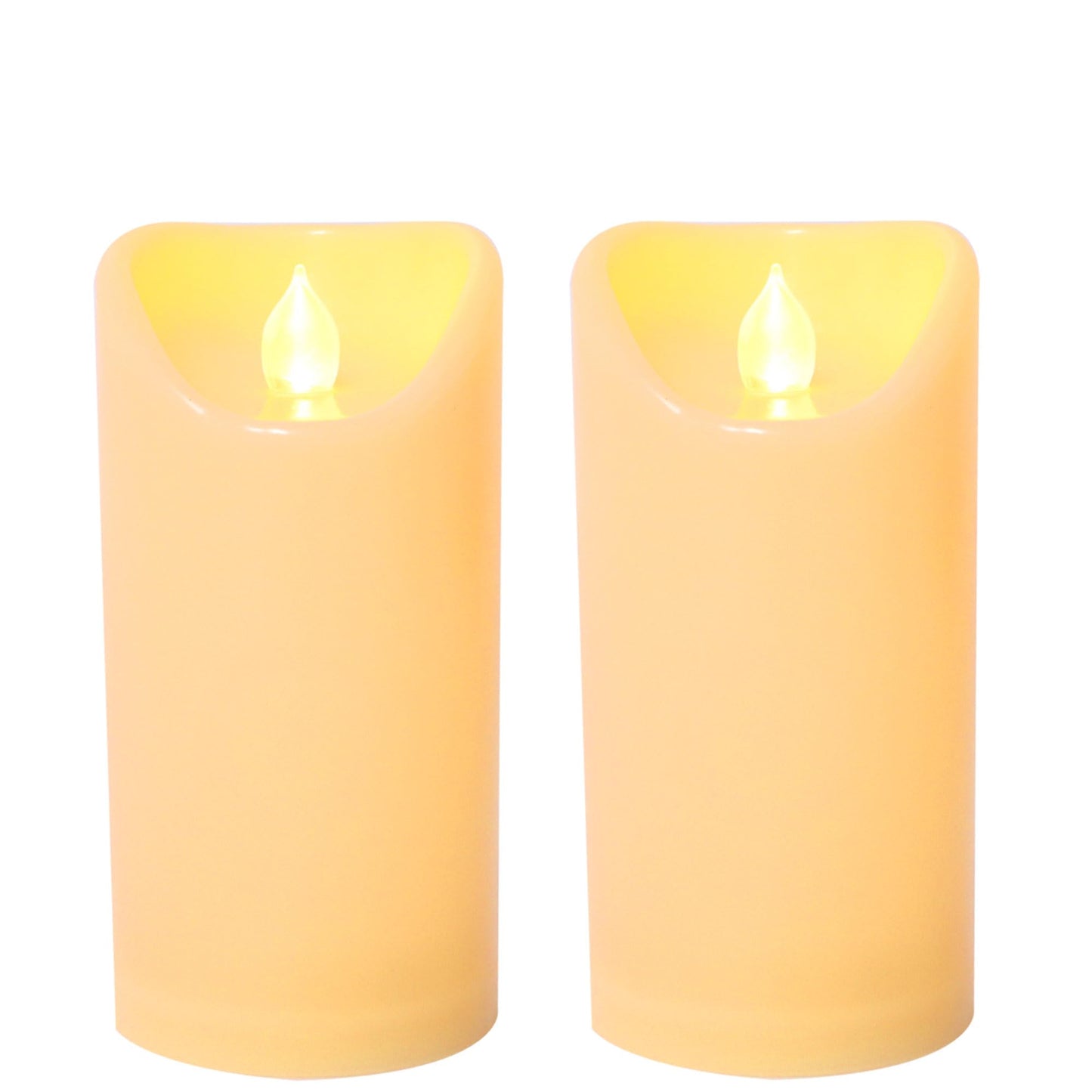 Waterproof Outdoor Battery Operated Flameless Candles with Auto Timer Flickering Plastic Resin Electric LED Pillar Lights for Lantern Patio Garden Wedding Party Decorations 3x6 Inches Ivory 2 Pack