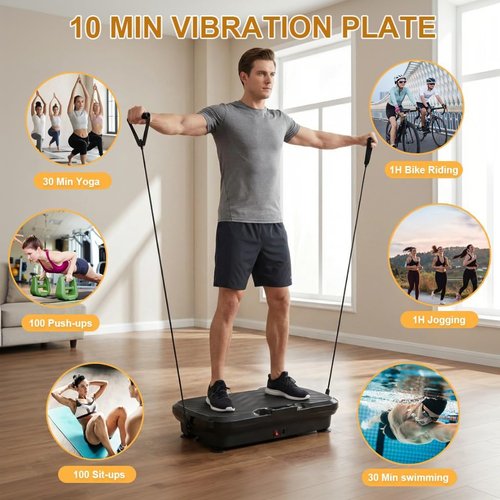BARWING Vibration Plate - Whole Body Exercise Machine for Lymphatic Drainage | 300 LBS Capacity with Resistance Bands