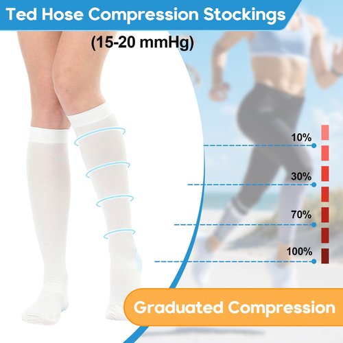 2Pairs Ted Hose Compression Stockings for Women and Men, Anti Embolism Compression Stockings, Surgical Compression Stocking, 15-20 mmHg Compression TED Hose with Inspect Toe Hole (Knee High, L)