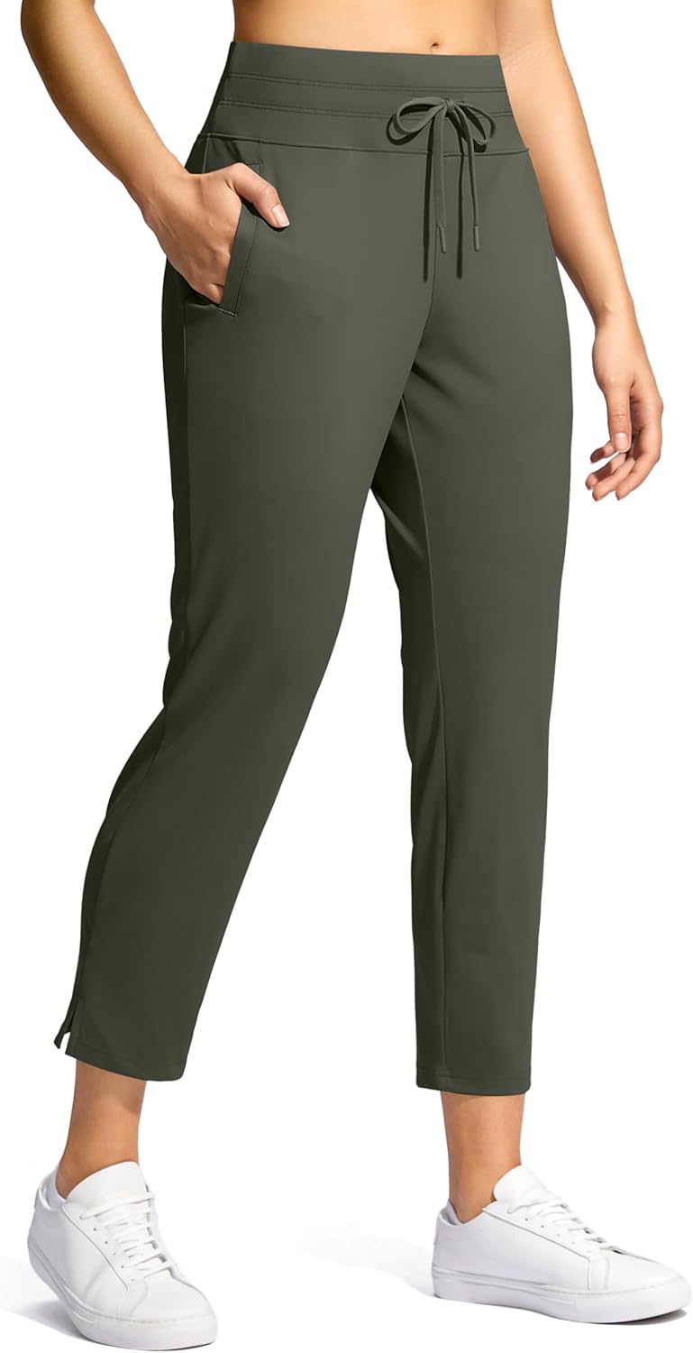 YYV Women's High Waisted Golf Pants - 3 Pockets, Stretchy 7/8 Ankle Design for Workout & Travel