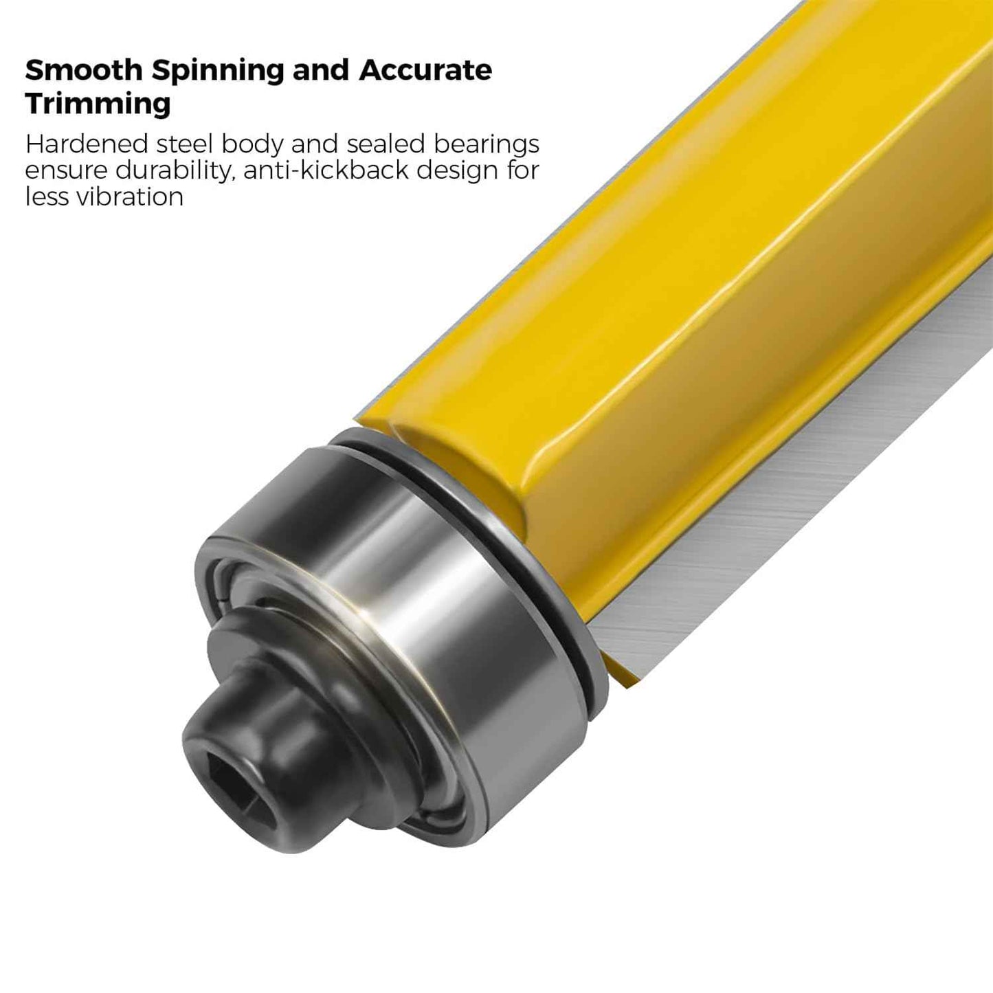 4Pcs Top and Bottom Bearing Flush Trim Router Bits Set 1/4 Inch Shank, Carbide Pattern Flush Trim Cut Router bit, 1/2 Inch Cutting Diameter, 3/4", 1", 1-1/4", 1-1/2" Inch Cutting Length (Size A)