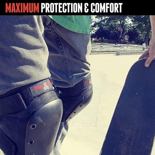 Triple Eight Street Knee Pads for Skateboarding Adjustable Straps (1 Pair)