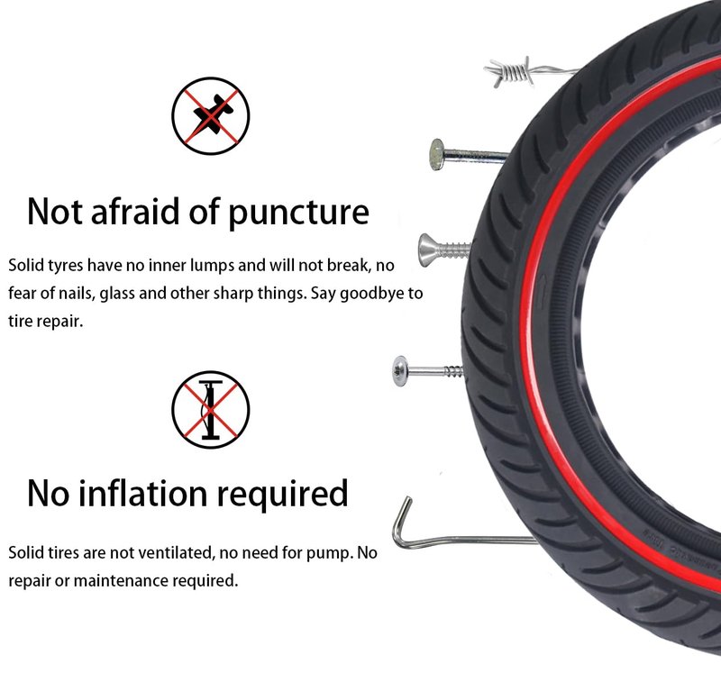 YINCL 60/70-6.5 Scooter Tire, 2pcs 10 x 2.5 Solid Tires，Replacement Wheel Compatible with 10x2.5-6.5 Rubber Scooter Tire