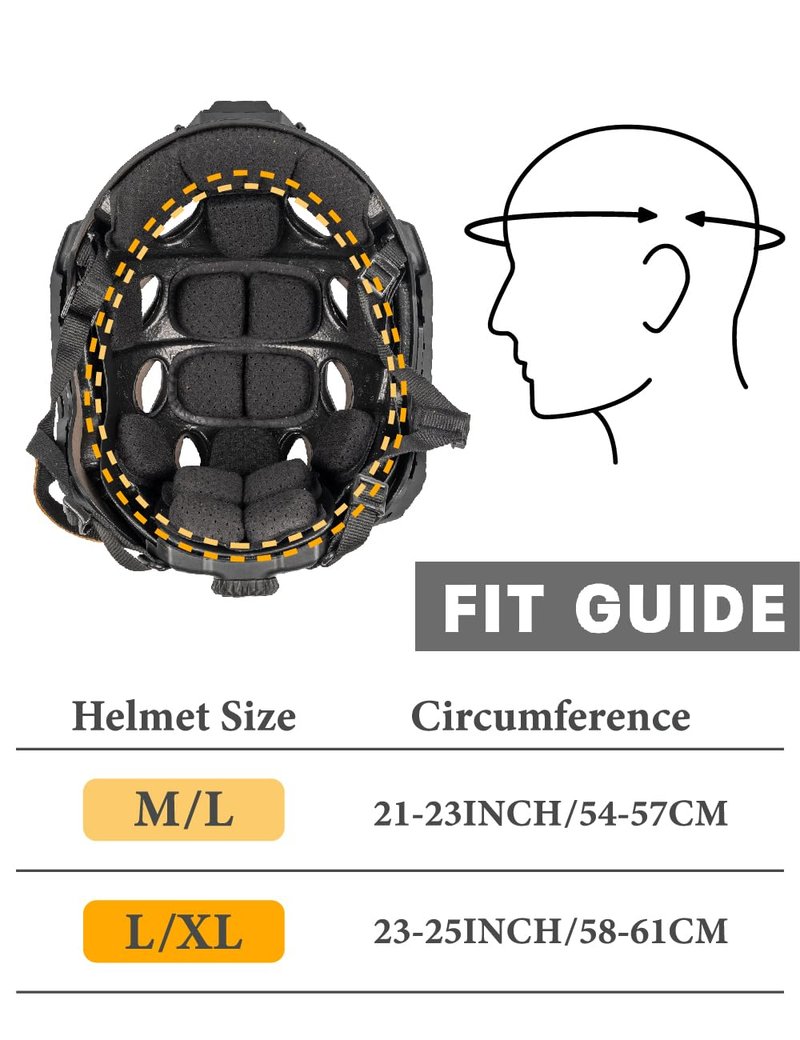 FMATAL GEAR SF Right Angle Vent Hole Fast Helmet, Surface Sandblast Treatment ABS Tactical Helmet for Airsoft, and Outdoor Sports, Lightweight and Adjustable(BK, Large)