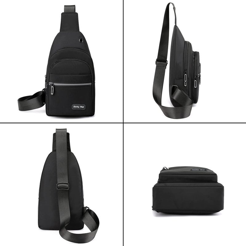 Seoky Rop Sling Bag Crossbody Backpack for Men Women Multipurpose Chest Shoulder Bag for Travel Hiking Daypack Black