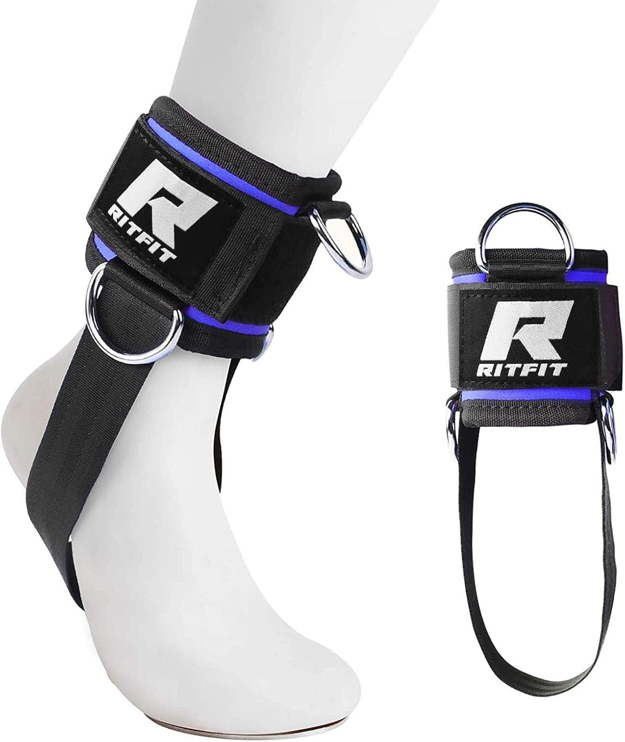 RitFit Kickback Ankle Straps - Padded Neoprene Cuffs with Strong Hook & Loop | Adjustable for Enhanced Abs, Glutes & Legs