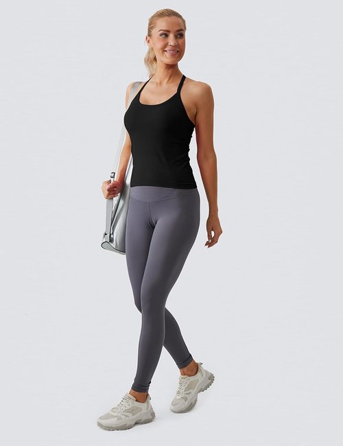 MathCat Workout Tank Tops - Built-In Bra Sleeveless Yoga Shirt for Women | Seamless Racerback Design