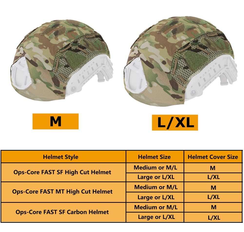 KRYDEX Helmet Cover for Fast Helmet Size M L/XL Maritime Helmet Airsoft Paintball Helmet (Camo, M)