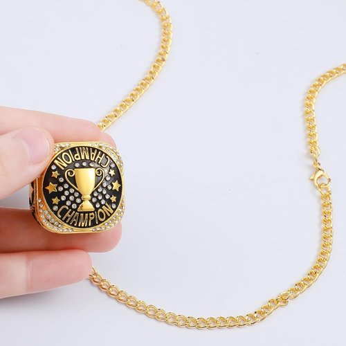 Highergo Championship Rings Set - 20 Pcs Sports Trophy Rings with Display Chain & Stand | Ideal for Tournaments