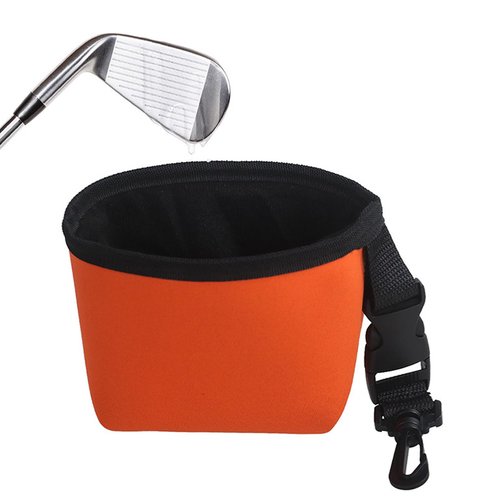 MIFENDUCT Golf Ball Cleaner Bag Club Cleaning Kit Waterproof Golf Ball Washer Pouch with Detachable Clip, Portable Club Grooves Washer Pocket for Men Women (Orange)