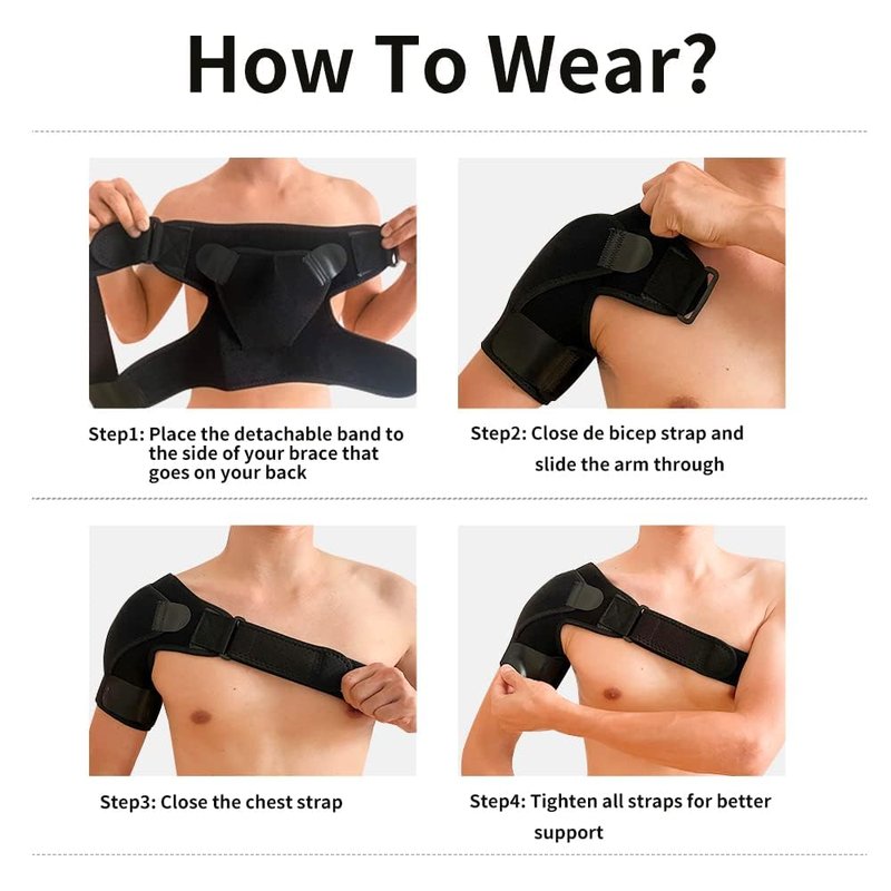 Shoulder Brace for Men and Women - Rotator Cuff Brace Compression Sleeve for Torn Rotator Cuff, Arm Sling Dislocated AC Joint, Injuries Shoulder Support Wrap for Pain Relief.