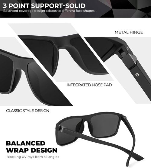 KALIYADI Polarized Sunglasses - UV Protection for Men & Women | Ideal for Driving, Fishing, Golf (3 Pack)