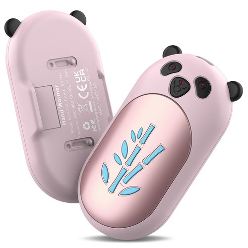 Hand Warmers Rechargeable 2 Pack, 3 Levels Heating 6000mAh Portable Electric Handwarmers, Cute Panda Pocket Heater Xmas Warm Gifts for Golf Hunting Hiking Camping Outdoor Activities - Rose Gold