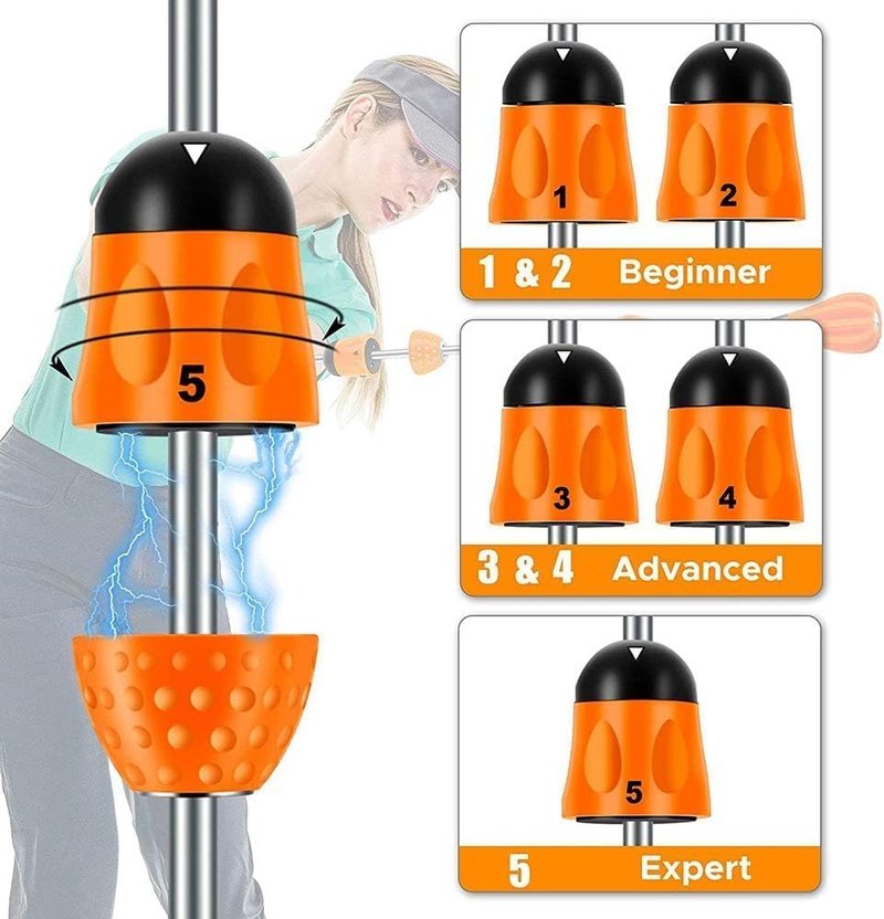 Golf Swing Trainer Aid, Adjustable Golf Training Aid with 5 Resistance Levels, Ergonomic Golf Grip, Realistic Swing Sound – Perfect for Improving Swing Accuracy, Muscle Strength for All Ages