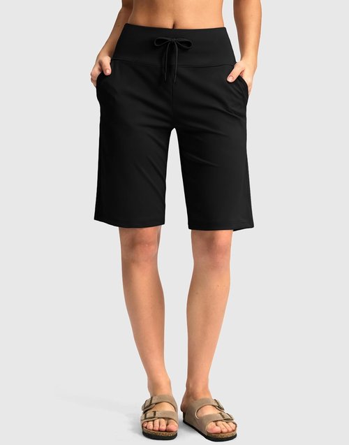 G Gradual Women's Bermuda Shorts - Comfy Knee-Length Stretch Shorts with Pockets for Summer Walking