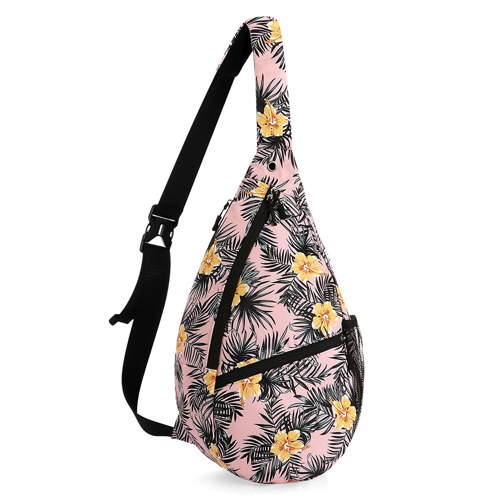 Unisex Sling Bag Multipurpose Crossbody Shoulder Bag Travel Chest Pack for Men Women Lightweight Casual Daypacks (Leaf)