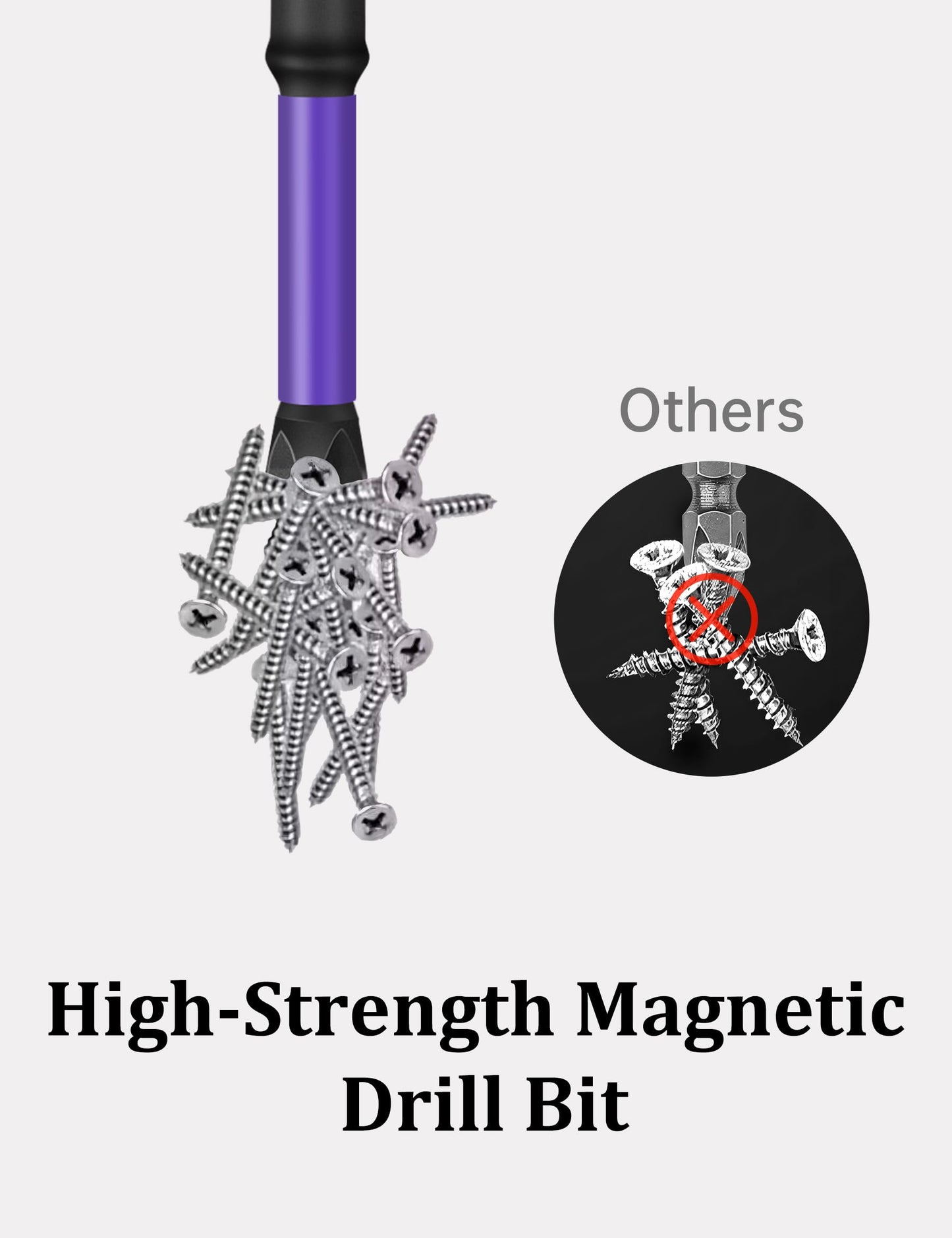 Tomorotec 11PCS Magnetic Phillips Screwdriver Drill Bit Set #2 - Anti-Slip, Shock-Absorbent, Compatible with Impact & Electric Screwdrivers (Purple)