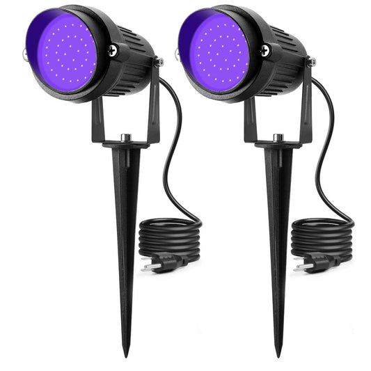 Fyielik LED Halloween Black Lights 15W Outdoor Blacklight Spotlights with US Plug IP66 Waterproof for Dance Party Glow in The Dark Stage Lighting Body Paint Fluorescent Poster Neon Glow(2Pack)