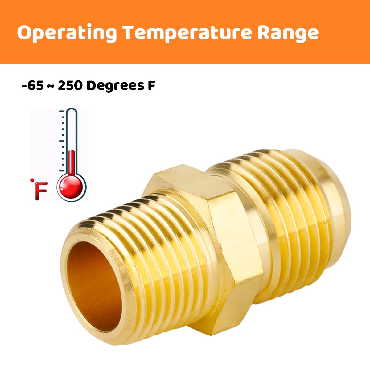 (2-Piece) Besosay Tube Fitting, Half Union Gas Adapter 1/2" Flare x 3/8" NPT Male Pipe Coupler Coupling