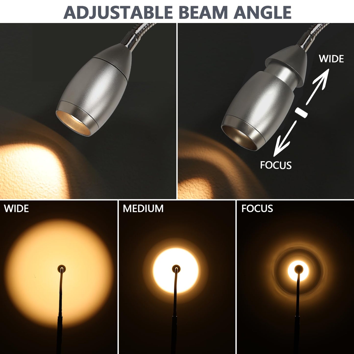 Reading Floor Lamp, 72" Tall LED Lamp with Flexible Gooseneck, Dimmable Zoomable Spotlight, Adjustable Color Beam Standing Lamp, Touch & Remote Control, Task Craft Bedroom Living Room (Brushed Nickel)