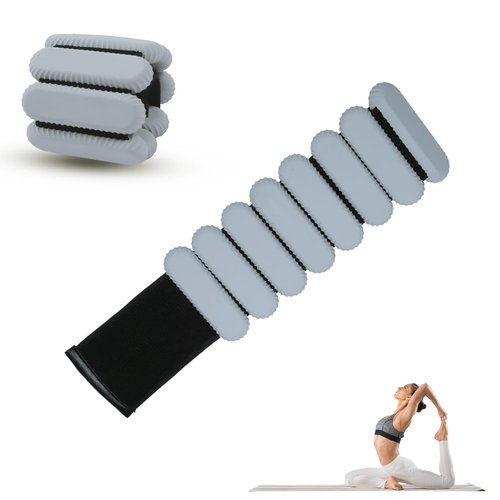 Jimikay Adjustable Wrist & Ankle Weights for Women and Men, Set of 2 (1lb Each),Silicone Weighted Bangles,weighted bracelet for Yoga, Dance, Pilates, Pool Exercises and Jogging etc (Light Gray)