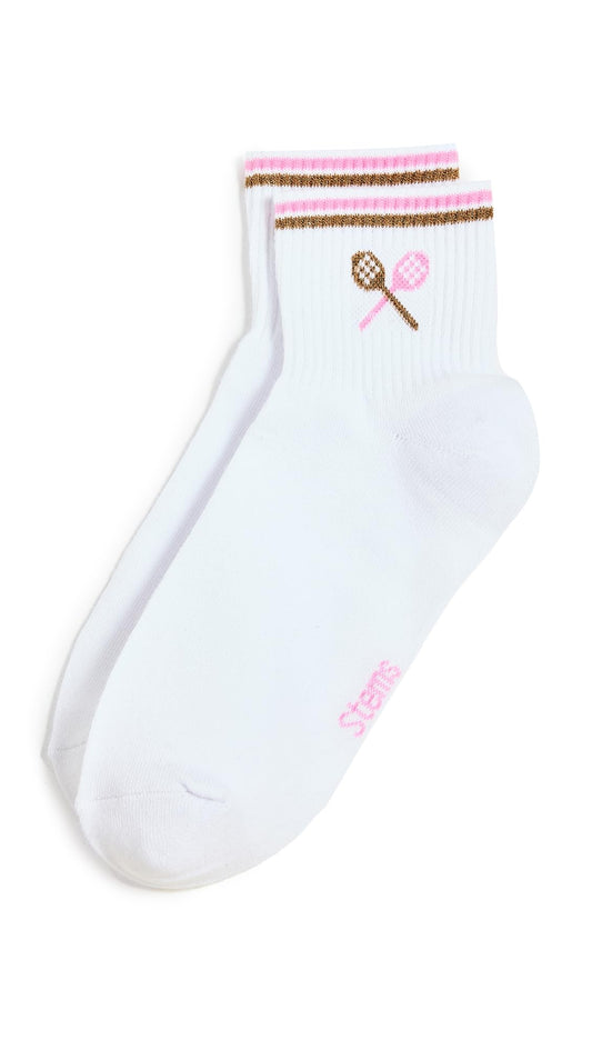 STEMS Women's Prep School Ankle Socks, Pink/Ivory, One Size