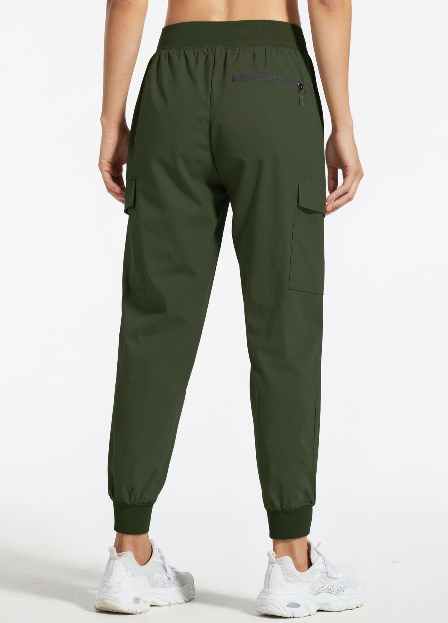 Libin Women's Cargo Joggers Lightweight Quick Dry Hiking Pants Athletic Lounge Casual Travel, Army Green XL