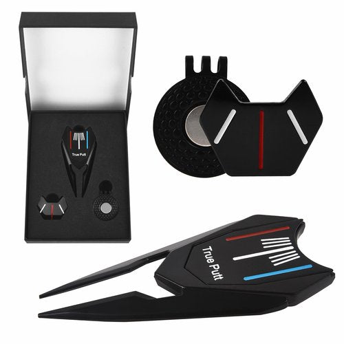 Lunarthos Golf Divot Repair Tool Set with Magnetic Ball Marker & Hat Clip, Black/Silver Stylish Golf Accessories for Men Women, Ideal Golf Gift