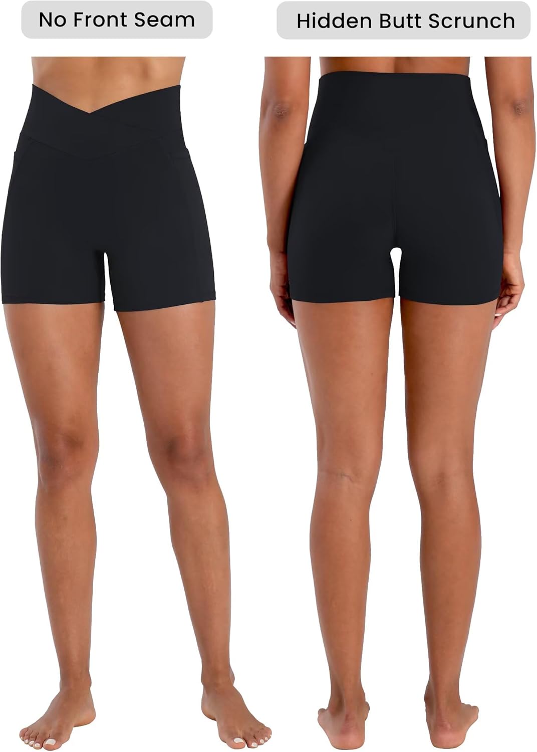 Sunzel Hidden Butt Lifting Biker Shorts - High Waist Yoga Shorts with Pockets for Tummy Control