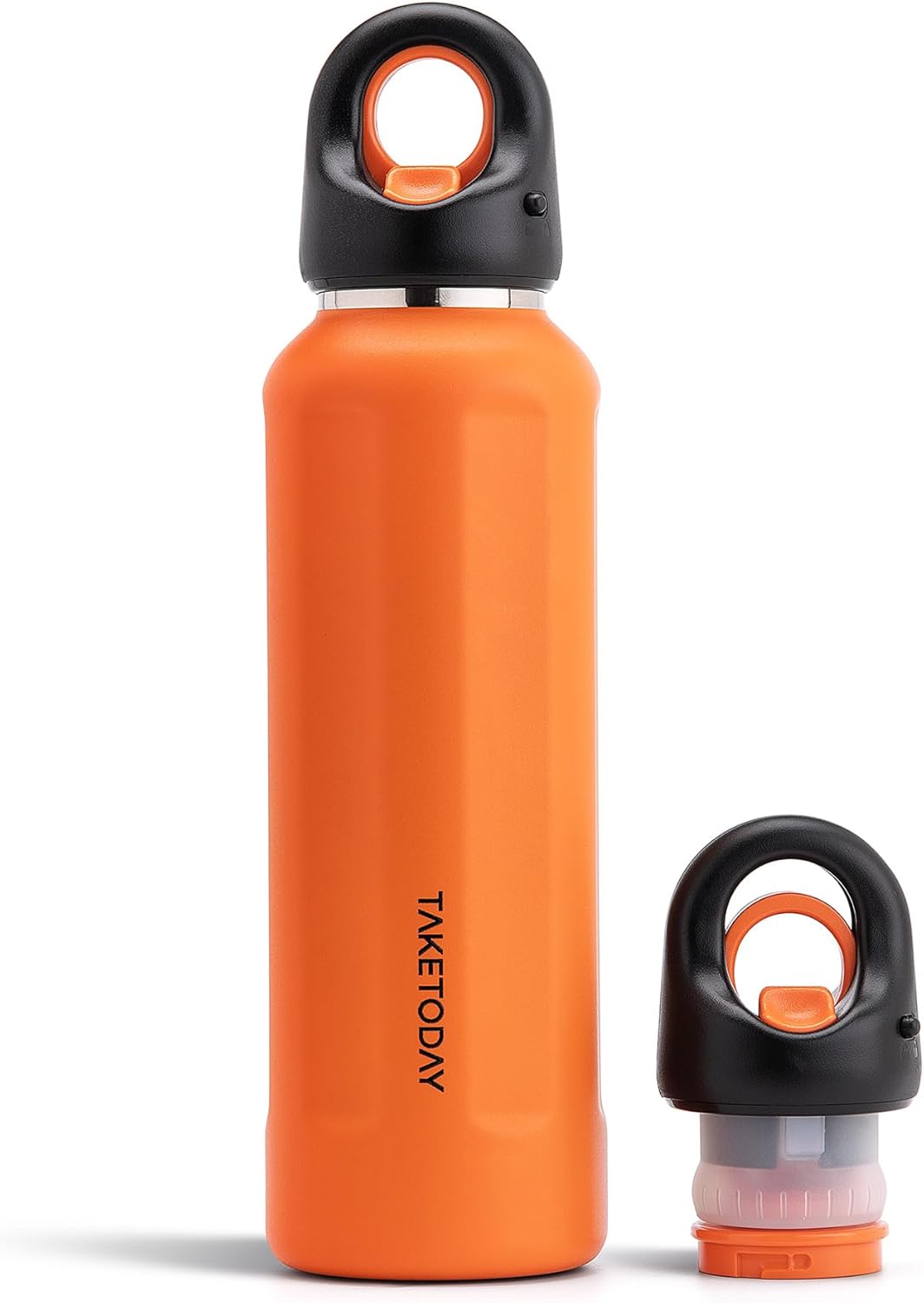 TakeToday 20oz Insulated Water Bottle - Stainless Steel Vacuum Thermos with Easy-Open Lid | Leakproof & BPA-Free, Orange