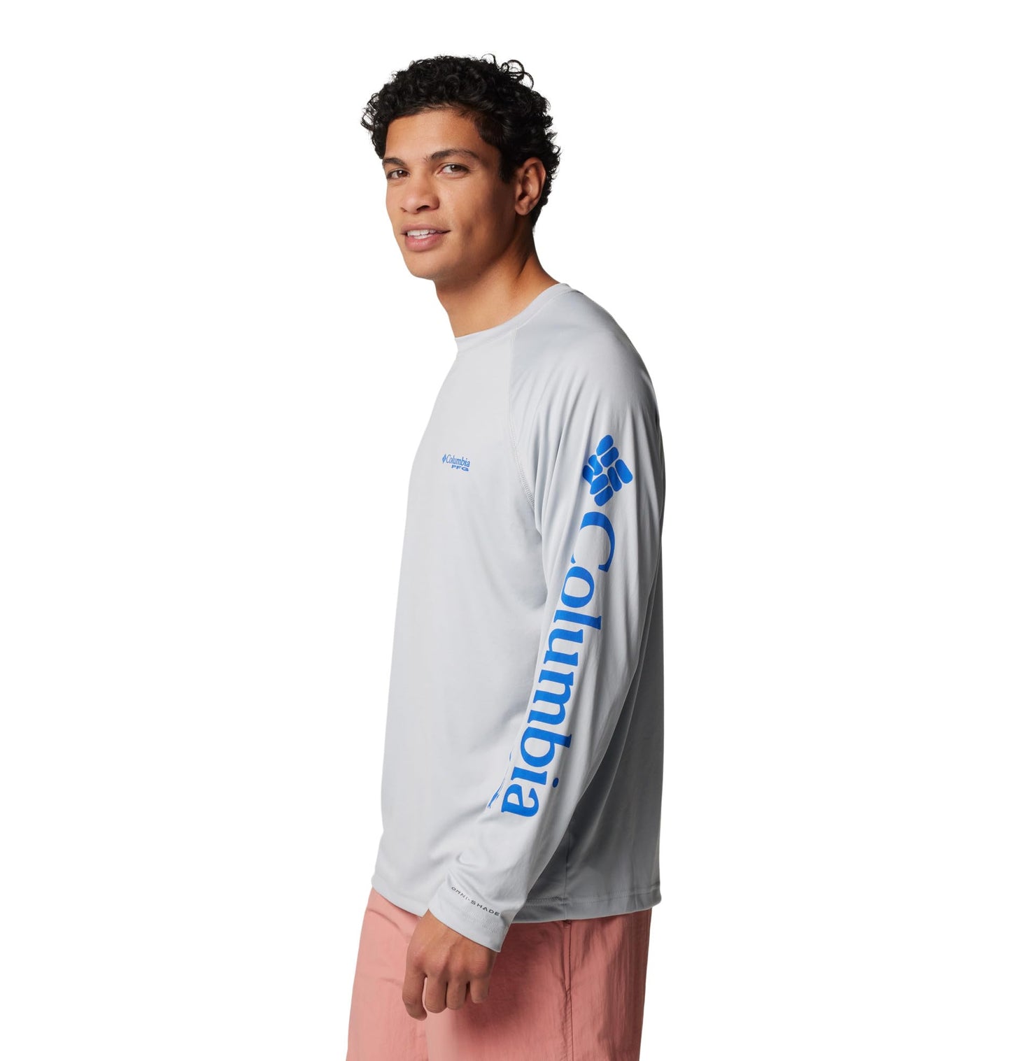 Columbia Men's PFG Terminal Tackle Long Sleeve Fishing Shirt, Cool Grey/Vivid Blue Logo, 2X