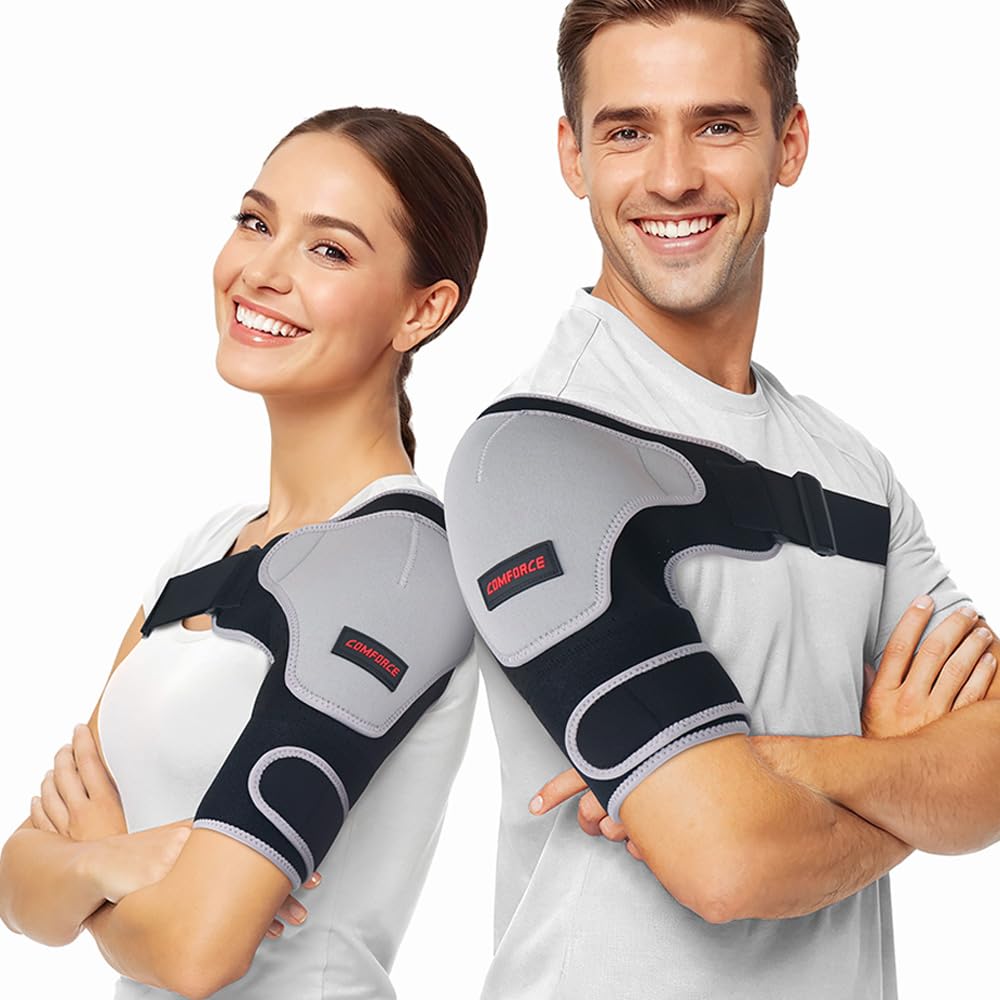 Copper Compression Shoulder Brace, Rotator Cuff Support Brace for AC Joint Pain Relief, Arm Stability, Tendonitis, Shoulder Sleeves for Men and Women, Adjustable Straps Fits Left and Right Arm