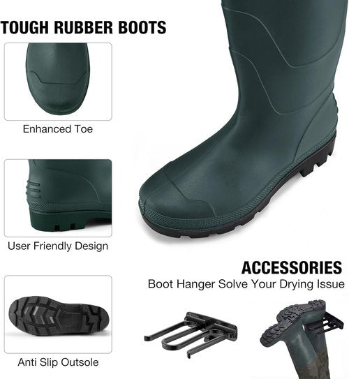 FISHINGSIR Fishing Waders - Waterproof 2-Ply Nylon/PVC Chest Wader with Boots for Men & Women