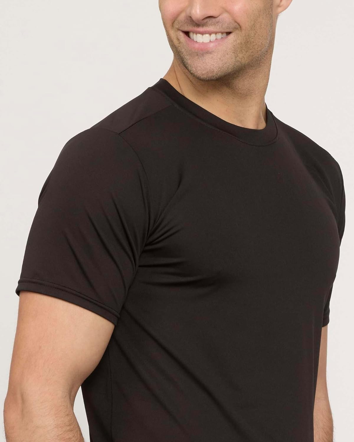 Real Essentials Men's Dry-Fit Short Sleeve Crew Neck T-Shirts - 5 Pack for Gym & Fitness