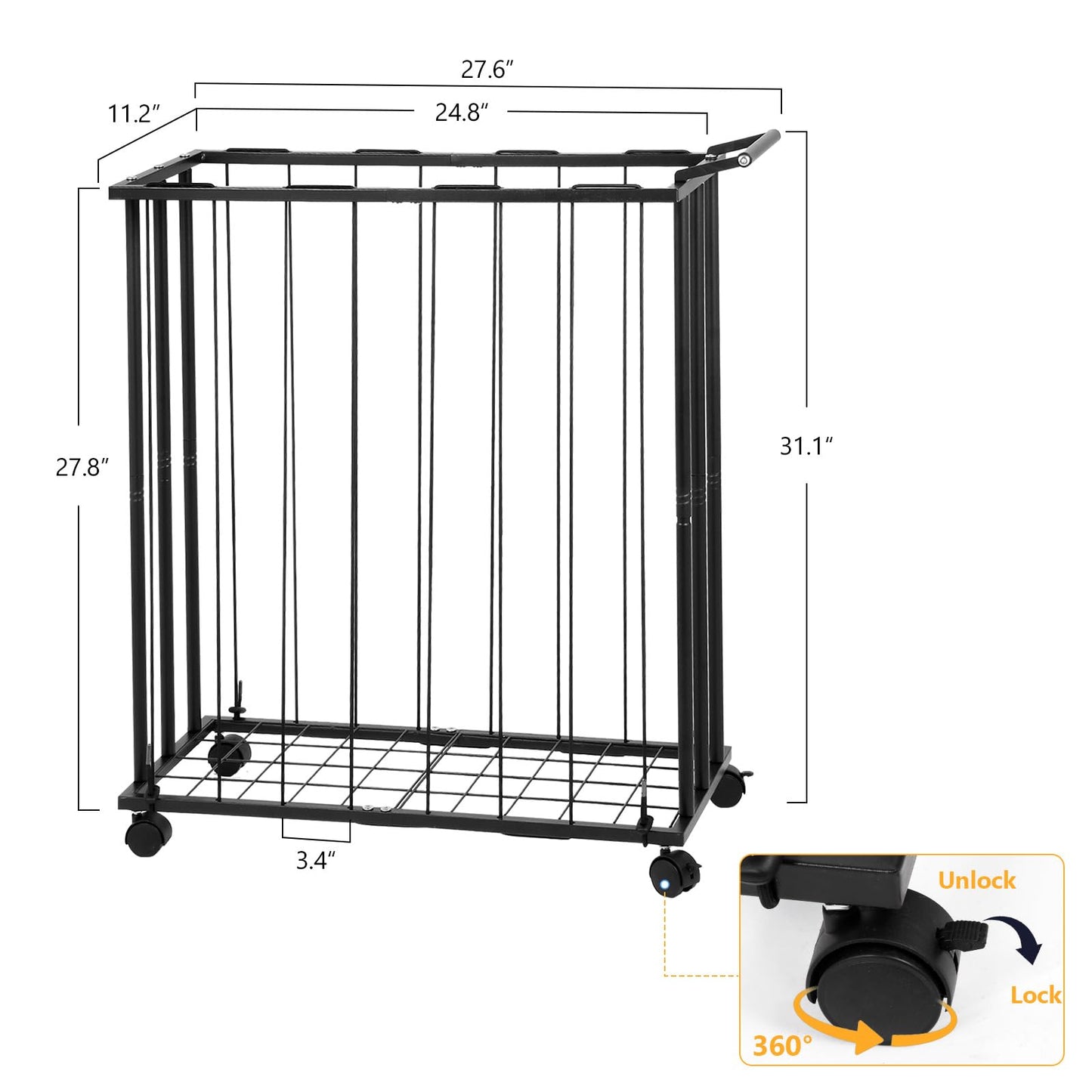 Columnar Vertical Ball Storage Racks with Wheels-NEW Durable 58x13'' Rolling Basketball Holder Wall Mount for Soccer, Volleyball, Space-Saving Garage Sports Ball Rack Organizer for Home,Gym & Outdoors