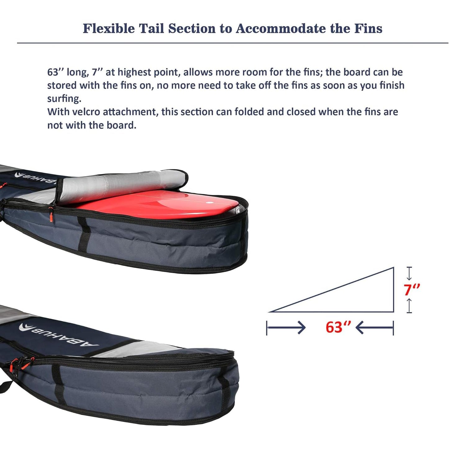 Abahub 6'0 x 22 Surfboard Travel Bag, Foam Padded Day Bag,DarkBlue