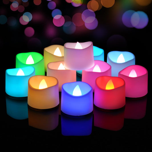 Raycare 7-Color Changing Battery Operated Tea Lights, 200+Hour Electric Flameless Candles, Realistic Votive LED Tea Lights for Wedding Party Halloween Thanksgiving Christmas Decorations Pack of 24