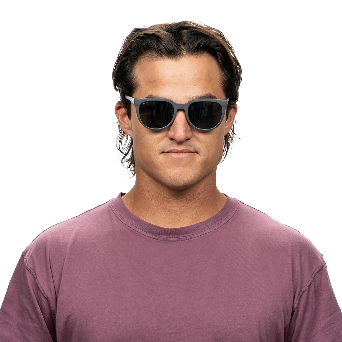 SPY OPTIC Bewilder, Round Sunglasses, Color and Contrast Enhancing Lenses, Matte Gunmetal - Gray with Black Spectra Mirror Polarize Lenses