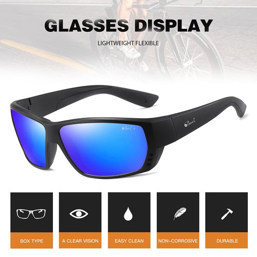 Bevi Polarized Sports Sunglasses Ultralight TR90 Frame Glasses Flexible and Durable for Men Women Sun Glasses 2701C9