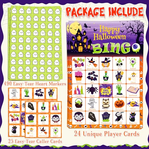 Halloween Bingo Game Set - 24 Players | Halloween Party Toys