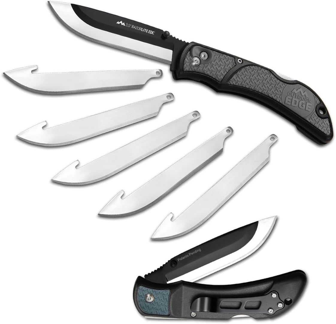 RazorLite EDC Pocket Knife 3.5” - Obsidian Black, Replaceable Blades & Clip for Camping, Hunting, Survival