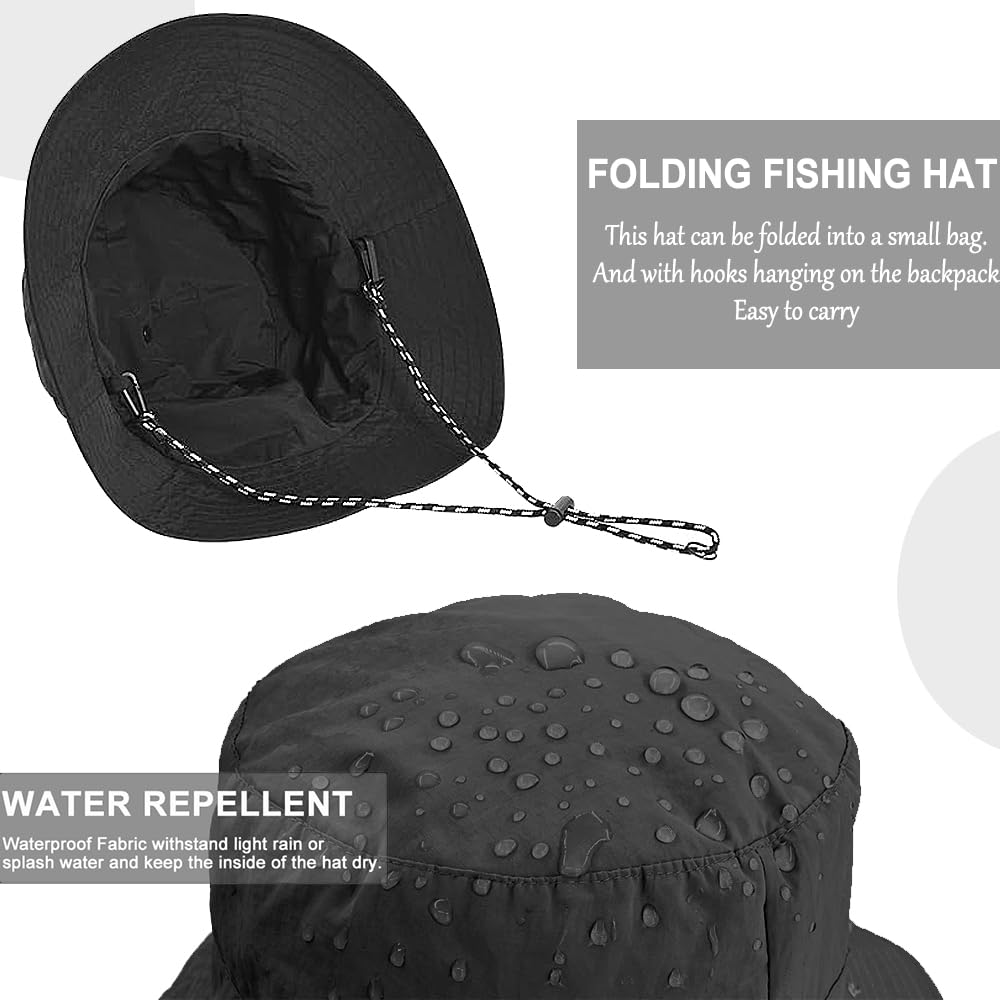 Foldable Bucket Hat for Men Women - Quick Dry Wide Brim Sun Hat with UPF 50+ UV Protection, Packable Breathable Cap for Travel, Hiking, Fishing & Beach（Grey）