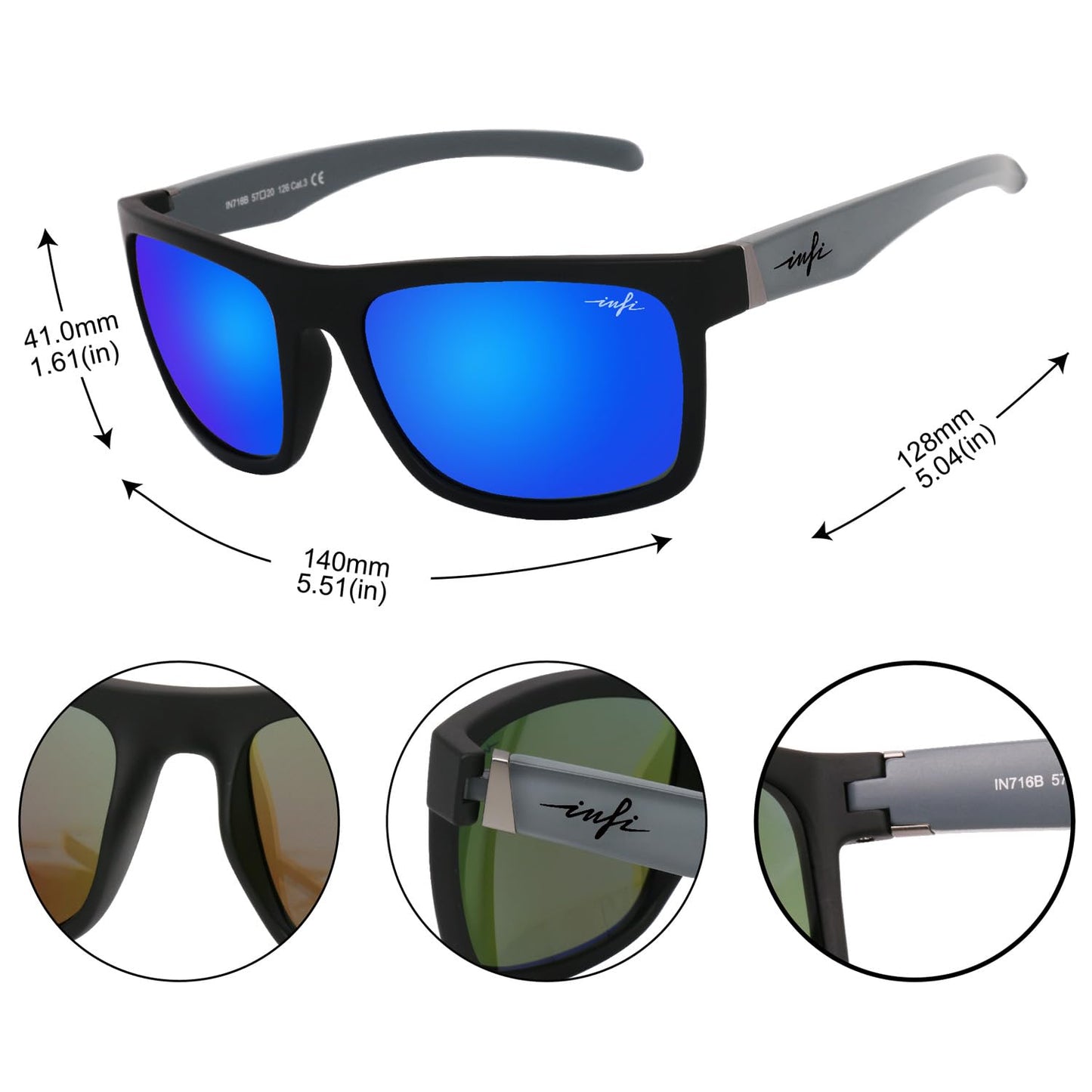 INFI Fishing Polarized Sunglasses for Men Driving Running Hiking Sport Mirrored Glasses UV400 Protectiont