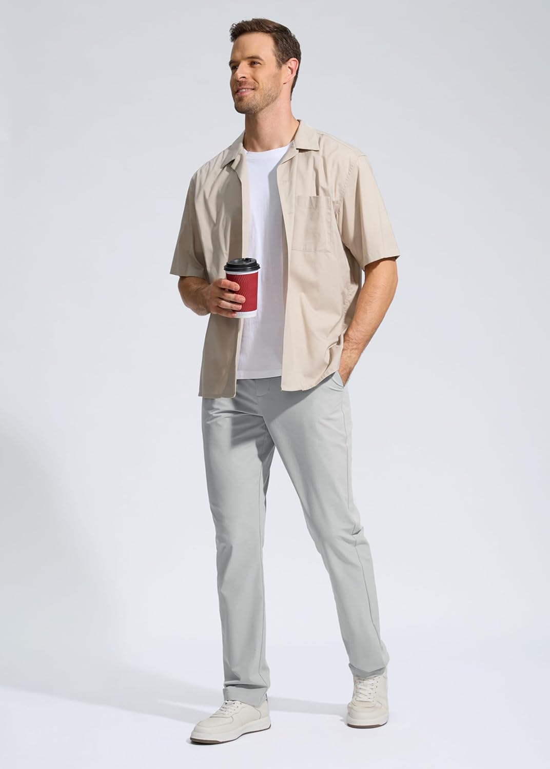 Pudolla Men's Golf Pants - Lightweight Quick-Dry Casual Slacks with Pockets | Stretch Comfort in 30"/32"/34" Sizes
